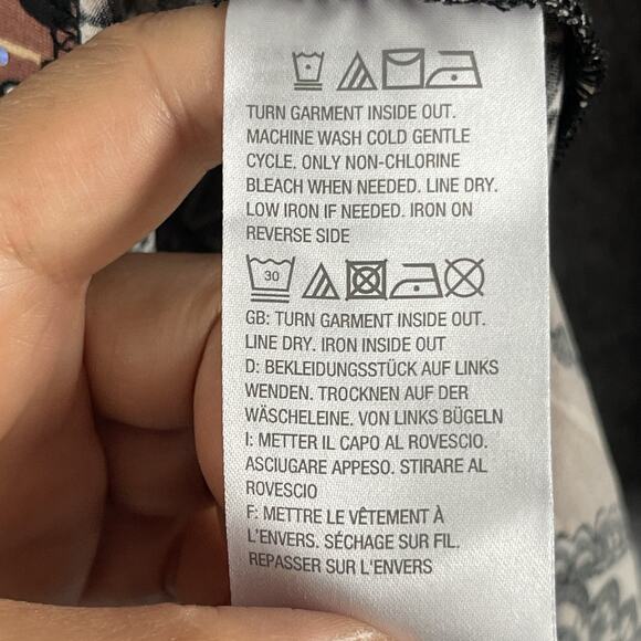 Bob Mackie Jersey Top Womens XL Brown Printed Sequins Button Front Stretch Artsy - Picture 9 of 16